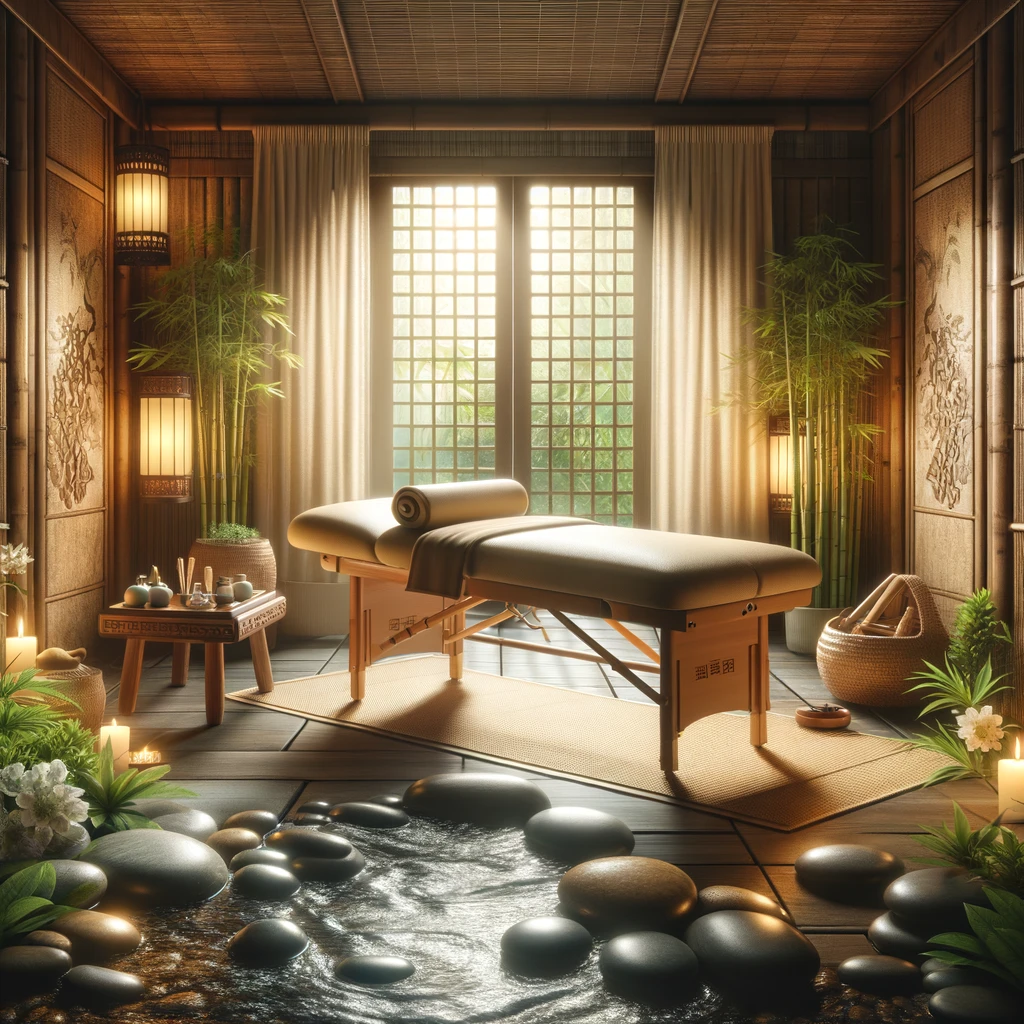 A serene and peaceful depiction of a traditional Chinese massage therapy room with soft lighting natural wood decor and an inviting massage table s The Ultimate Guide to Chinese Massage in South Africa: Benefits and Where to Find the Best Services